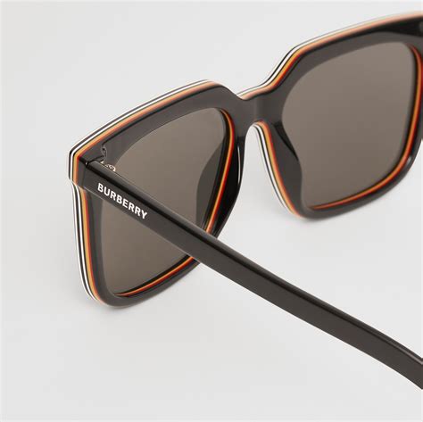 icon stripe detail square frame sunglasses burberry|Stripe Detail Square Frame Sunglasses in Light gold .